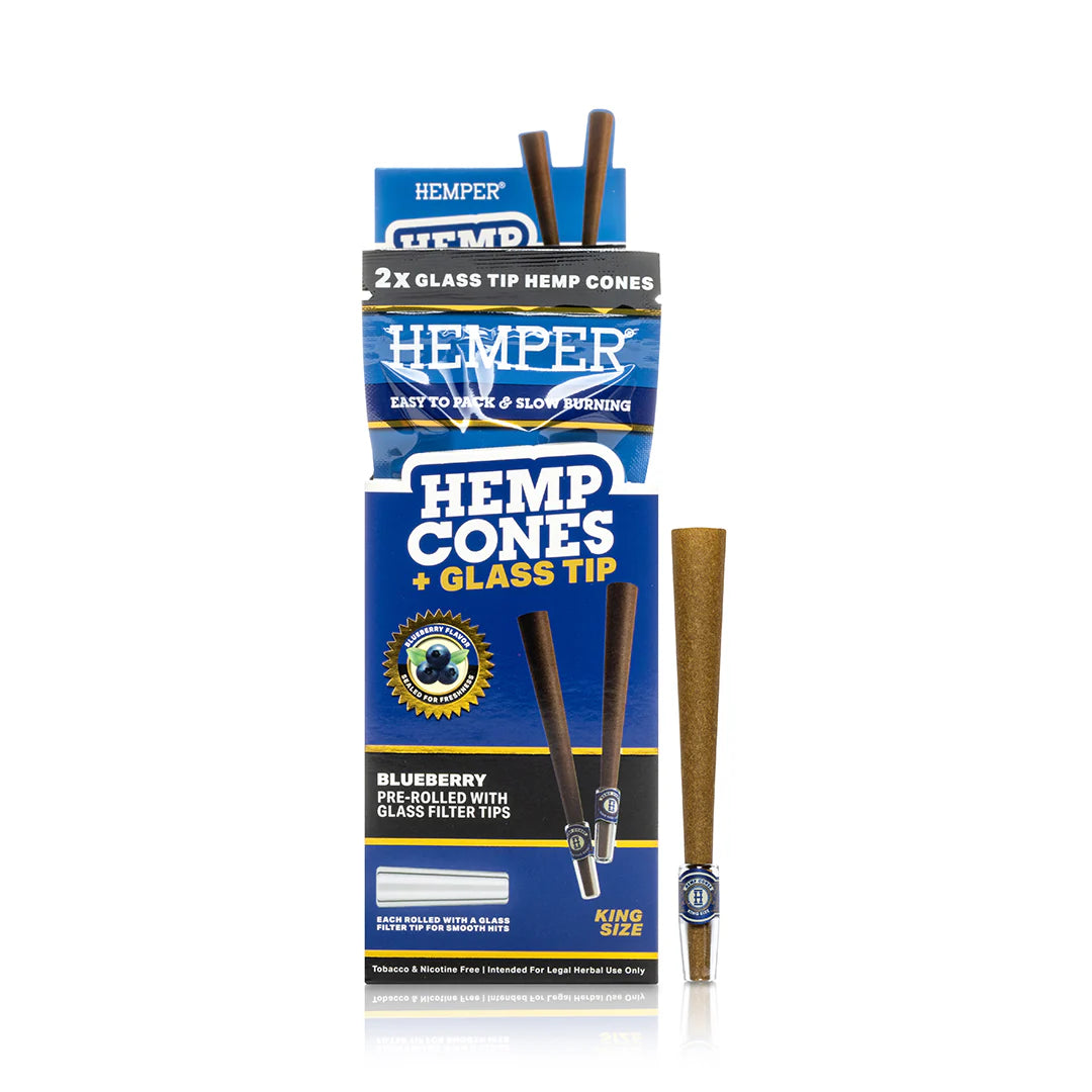 Hemper Pre-Rolled King Size Glass Tipped Hemp Cones | 2PK