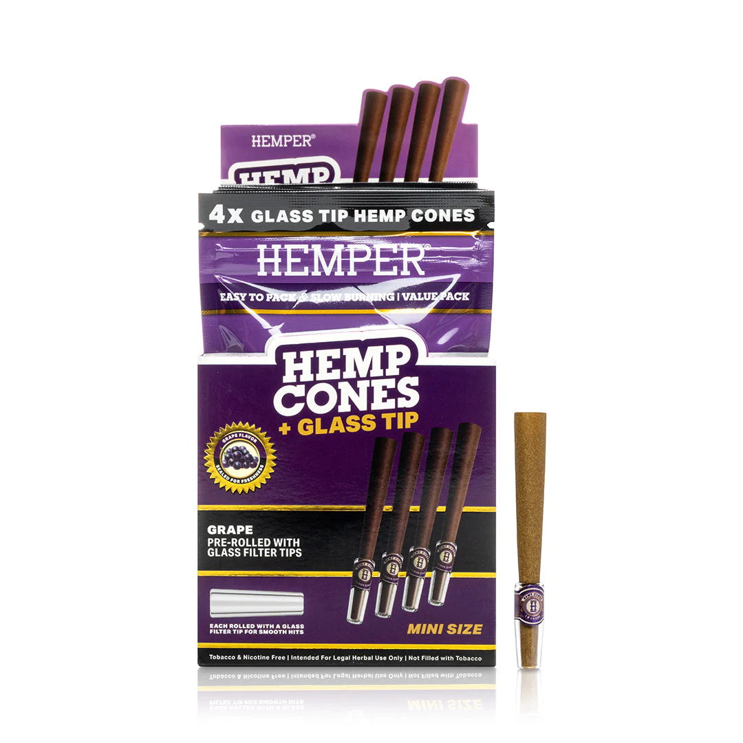 Hemper Pre-Rolled Mini Size Paper Tip Hemp Cones | 4PK