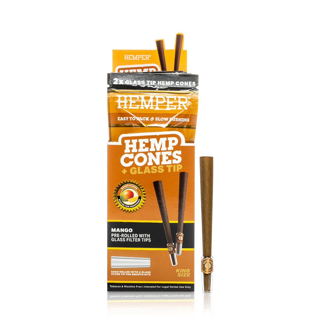 Hemper Pre-Rolled King Size Glass Tipped Hemp Cones | 2PK