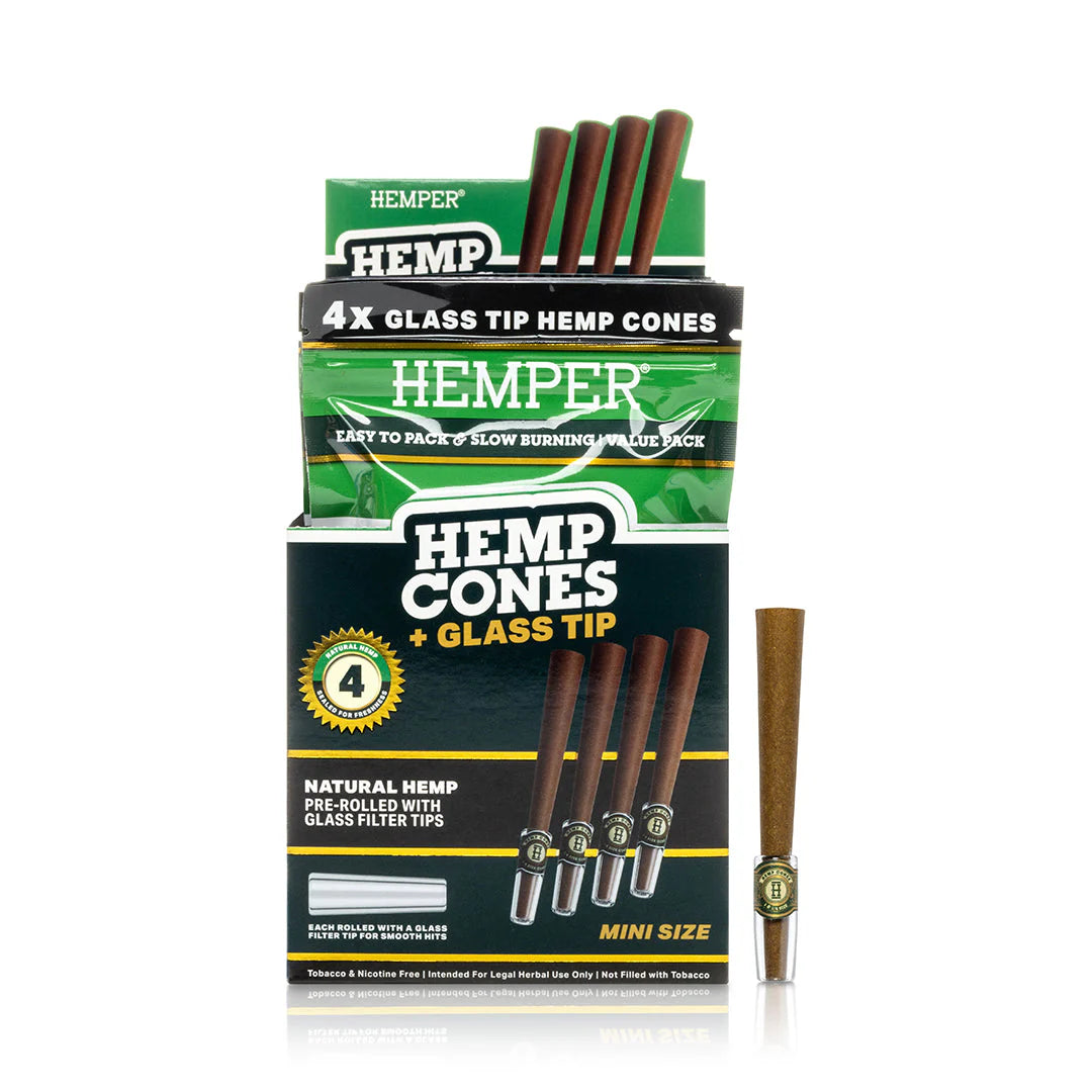 Hemper Pre-Rolled Mini Size Paper Tip Hemp Cones | 4PK
