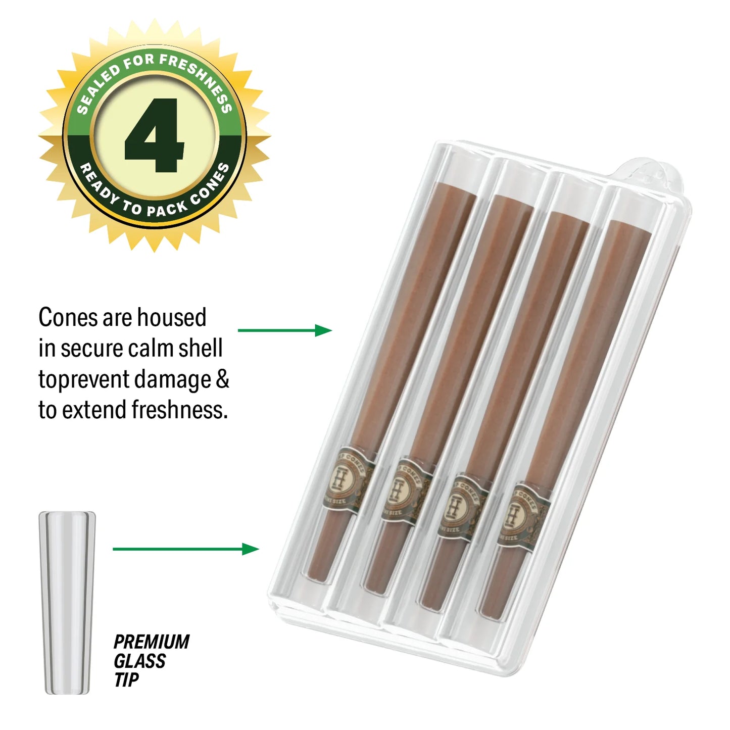 Hemper Pre-Rolled Mini Size Paper Tip Hemp Cones | 4PK