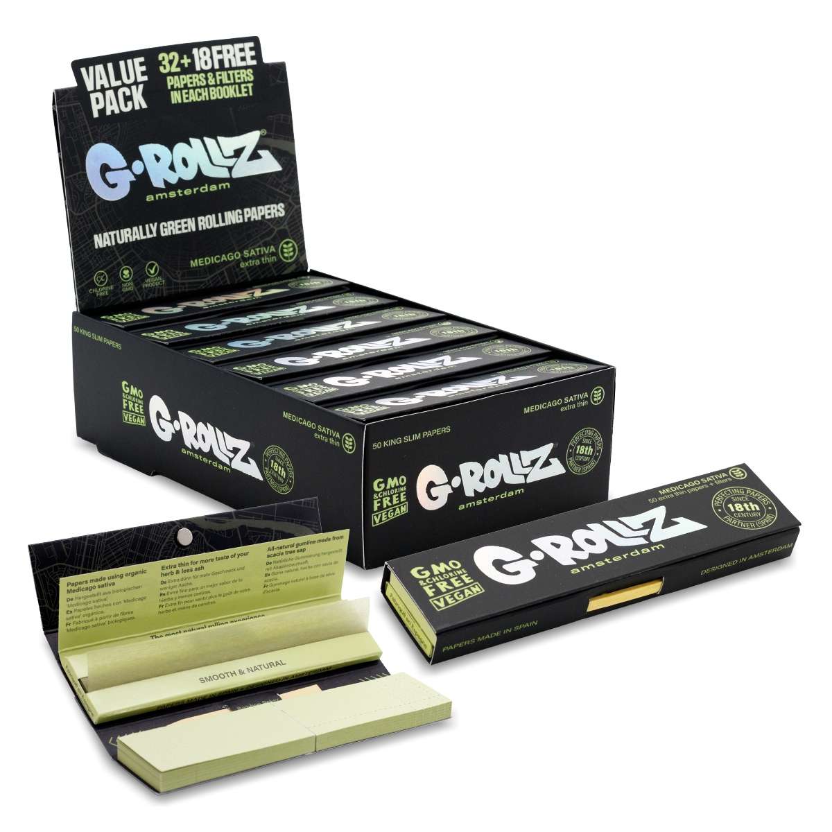 G-ROLLZ - Medicago Sativa - King Size Rolling Papers & Tips