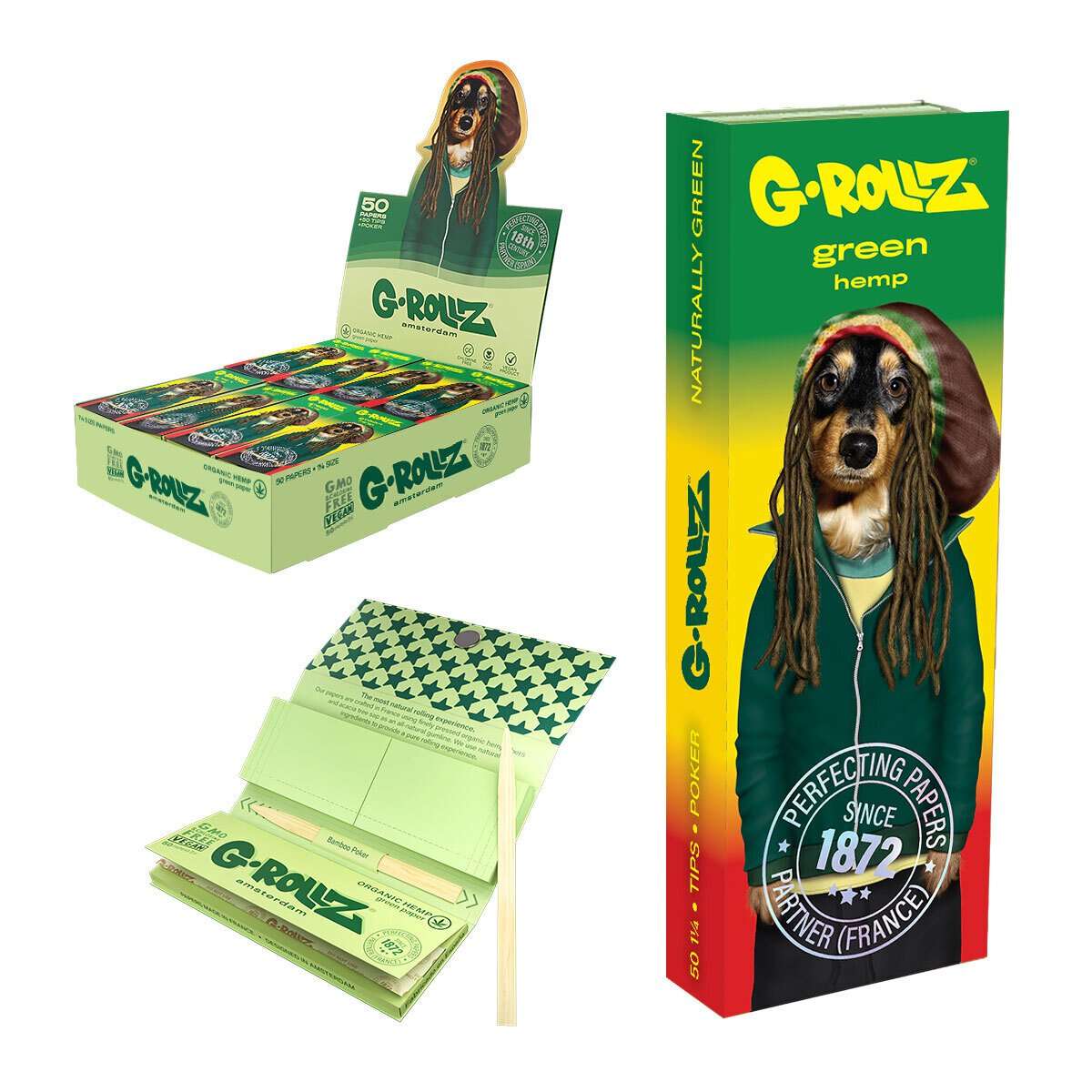 G-ROLLZ - 1 1/4 Size Rolling Papers , Tips & Poker.