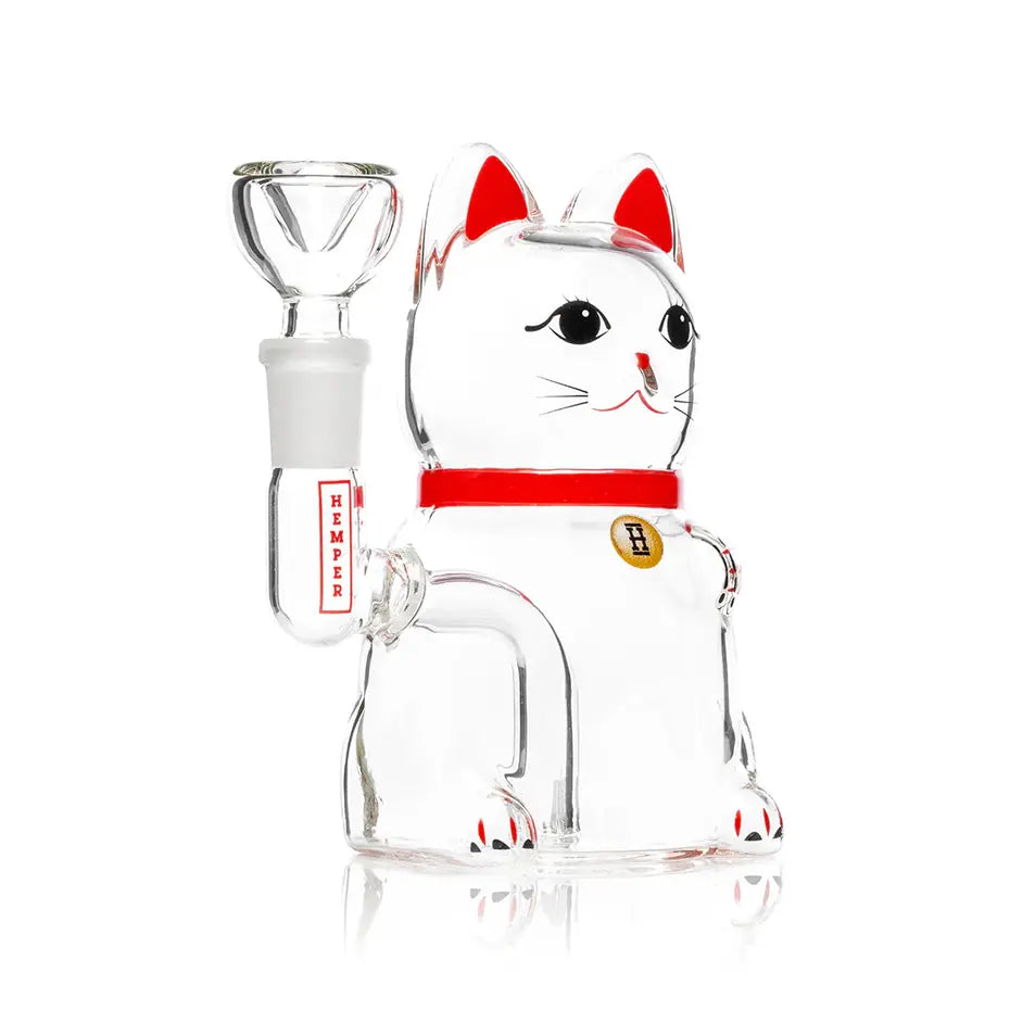 HEMPER Glass Bong Lucky Cat (5" Height)