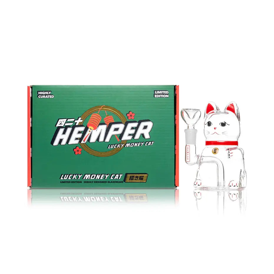 HEMPER Glass Bong Lucky Cat (5" Height)
