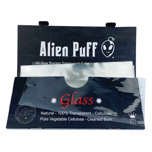Alien Puff Transparent Glass Rolling Papers, 1 1/4 size
