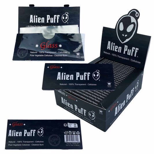 Alien Puff Transparent Glass Rolling Papers, 1 1/4 size